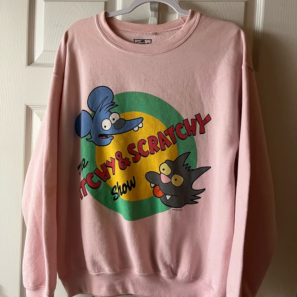 The Simpsons Pink Oversized Itchy & Scratchy Show Sweatshirt